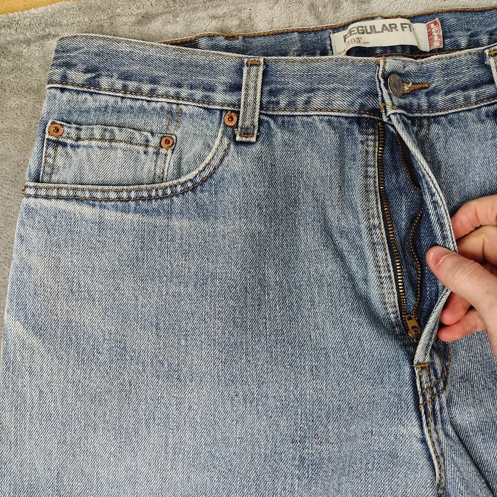 Y2K Levi's 505‎ Regular Fit Jeans Mens 38x34 Light Wash Blue Straight Leg Cotton
